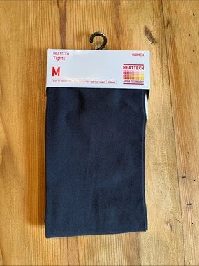 New! UNIQLO Heattech M Dark Grey Footed Tights